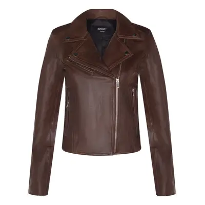 (M) Ladies Leather Biker Brown Leather Womens Jacket