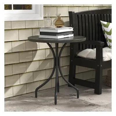 Outsunny Round Garden Table Outdoor Side Table with Steel Frame Grey