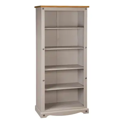 Corona Grey Tall Bookcase Mexican Solid Pine Shelf