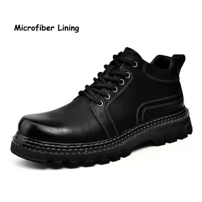 (navy blue, 44) Autumn And Winter Men&apos;s Leather Shoes Casual Boots