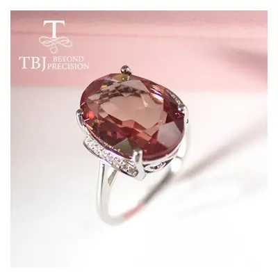 (brown,pink, us ring size 10#) 18*13mm Big Diaspore Cocktail Ring Sterling Silver Color Change G