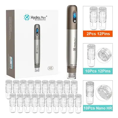 (H3+10X12P 10XHR) Hydra.pen H3 Wireless Professional Microneedling With 22pcs Cartridges Micro N