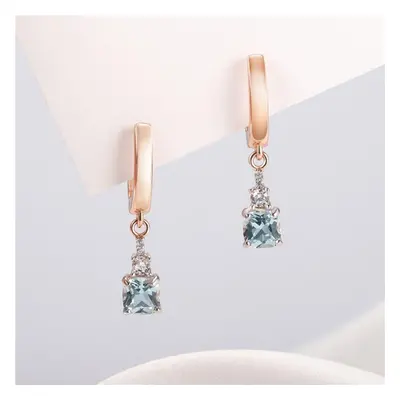 (as the picture) Sterling Silver Long Earrings Women Rose Gold Cushion Topaz Created Gemstone Vi