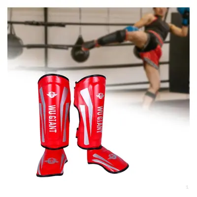 (red, M) Shin Guards Equipment Easy To Clean And Maintain Instep Protector Leg For Kickboxing