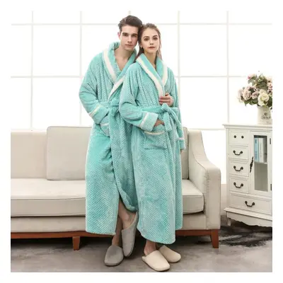 (green, XL) Winter Couple Lengthened Bathrobe Jacket