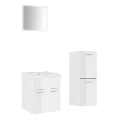 (high gloss white, x 38.5 x cm) vidaXL Bathroom Furniture Set Chipboard Wall Mirror Multi Sizes 