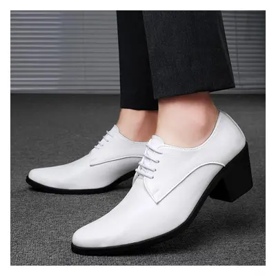 (white, EU:40) Men High Heels White Leather Derby Wedding Dress Dance Business Formal Elevator S