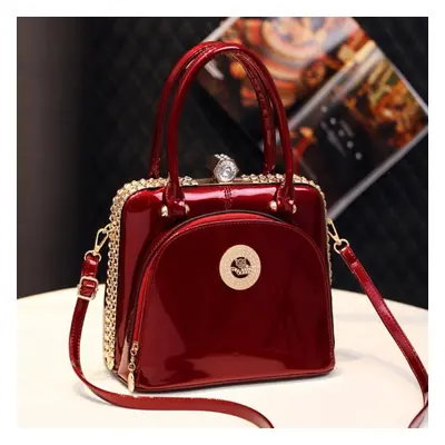 (burgundy) Bright Leather Handbag, Luxurious And Fashionable, Large Capacity Shoulder Bag Fashio