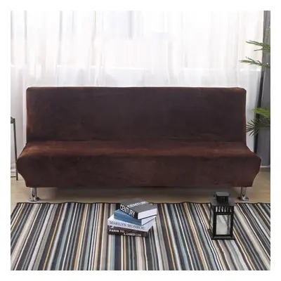 (coffee, Size) Plush Sofa Bed Cover Solid All -inclusive Slipcover For Sofa Bed Without Armrest 