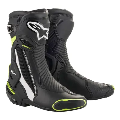 (43) Alpinestars SMX Plus V2 Boots Black / White / Fluo Yellow