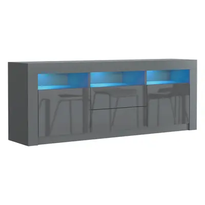 (Dark Grey) TV Unit 160cm LED Gloss Doors - Mex Furniture