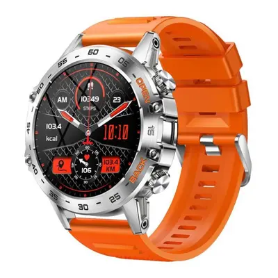 (orange,silver, Silicone band) Smart Watch Men Bluetooth Call 24h Heart Rate Watches Sports Fitn