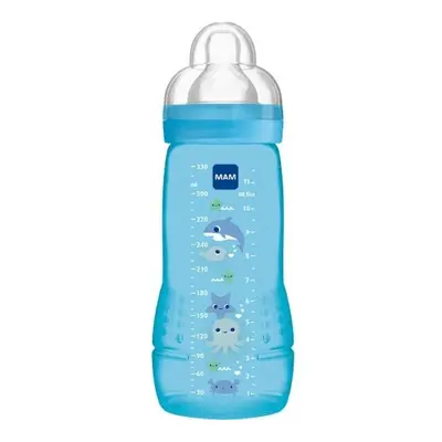 MAM Easy Active Feeding Bottle 2nd Age 330ml - 6+ Months - X-Flow Teat - Ultra Fast Speed - Blue