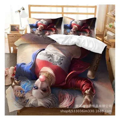 (A, Double(200*200cm)) 3D Digital Print Harley Quinn Piece Duvet Cover and Pillowcase Set