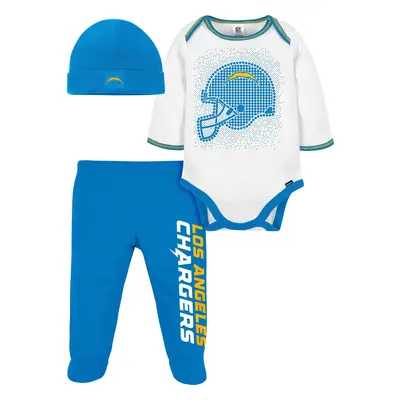 Gerber NFL Baby Boys' 3Pc Bodysuit Footed Pant & Cap Set Los Angeles Chargers Months