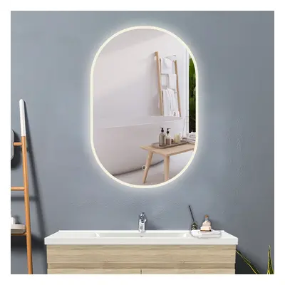 (600*1000mm) Bathroom Oval Mirrorï¼Dimmable 3Colors LEDï¼Anti-fog