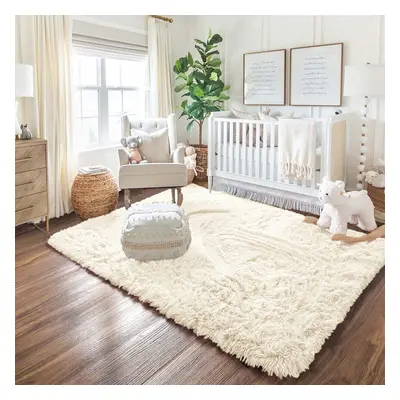 (Cream, X cm) Fluffy Rugs Anti-Slip Large Shaggy Rug Super Soft Mat Living Room Bedroom Carpet