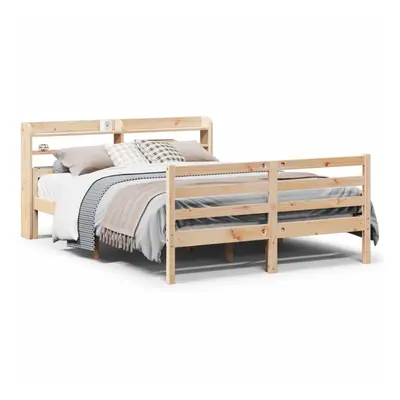 vidaXL Bed Frame with Headboard Bed Base Bedstead 140x200 cm Solid Wood Pine