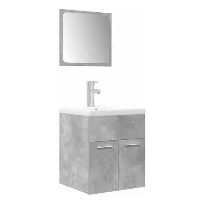 (concrete grey) vidaXL Piece Bathroom Furniture Set Concrete Grey Engineered Wood