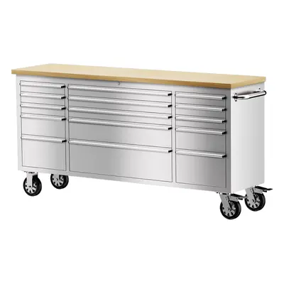 72" Inch Tool Box Chest Garage Cabinet Stainless Steel Silver