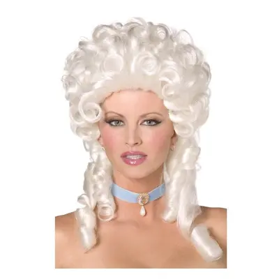 White Shoulder Length Baroque Wig With Ringlet Curls. - wig baroque white fancy dress antoinette