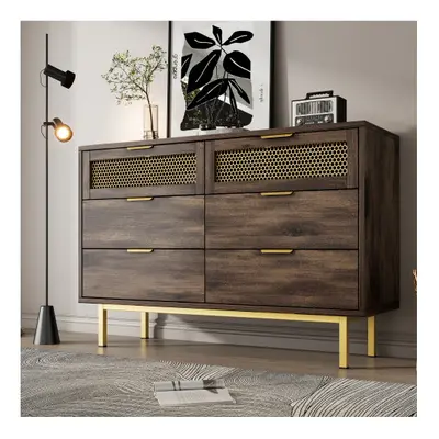 (with Drawers) Metal Handles Sideboard Cabinet,Dresser,Dark brown