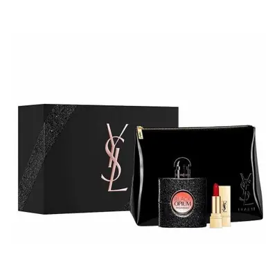 Ysl Black Opium Pcs Set: 1.7 Eau De Parfum Spray + Lipstick + Pouch