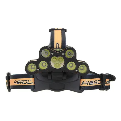 (Gold) 7xLED T6 Zoomable Headlamp Modes Torch Lamp USB Rechargeable Battery Work Lantern Outdoor