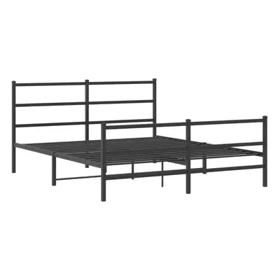 vidaXL Metal Bed Frame with Headboard and Footboard Bed BaseÂ Black 160x200 cm