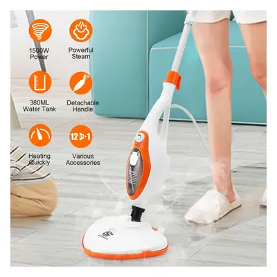 12-In-1 Hot Steam Mop Cleaner Upright & Handheld Hard Floor Carpet Steamer 1500W