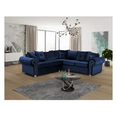 (Blue, Corner Sofa ) Digby Plush Velvet Luxurious Seater Corner Sofa