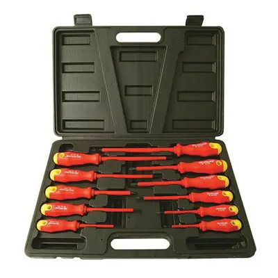 11 Piece Insulated Screwdriver Set Soft Grip Slotted Phillips Head Case Kit