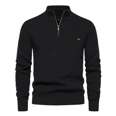 (black, 55-65 kg) New Autumn Cotton Zipper Cardigans For Men Fashion Casual Social Men Sweaters 