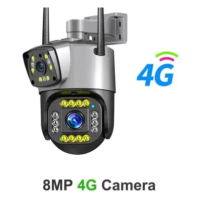 (4G) New Eu Dual Lens 4g Ip Camera Wifi 8mp 4k Surveillance Camera Wireless Outdoor Smart Home N