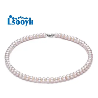 (white) Lsooyh White Natural Freshwater Pearl Necklace For Women 8-9mm Pearl Jewelry 45cm Choker