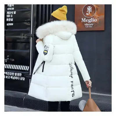 (white, L) Women&apos;s Fashion Winter Thick Warm Cardigan Hooded Coat Lady Fur Jacket Outdoor L