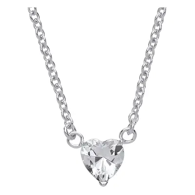 Jewelco London Ladies Sterling Silver Love Heart Cubic Zirconia Love Heart Solitaire Charm Penda