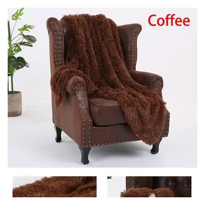 (coffee, 160x200cm) Soft Faux Fur Coral Fleece Blanket Winter Warm Fuzzy Shaggy Fluffy Blanket C