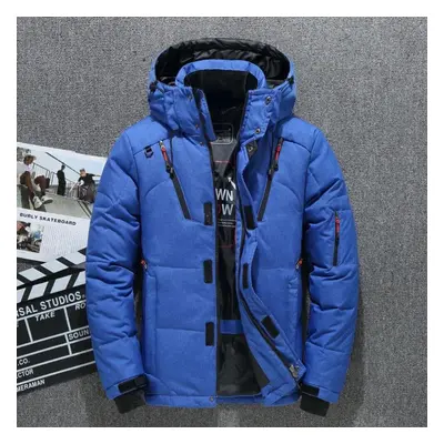 (blue, XXXXXL) Winter White Duck Down Men&apos;s Short Outdoor Cotton Jacket Thickened Large Siz