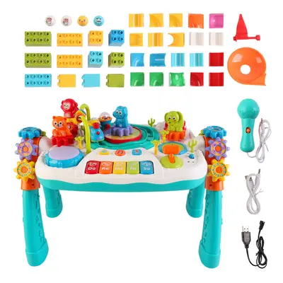 2 in Multifunctional Bluetooth Learning Activity Table with Building Blocks Panel, Sound and Lig