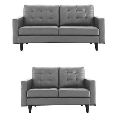 (Grey) Empress Plus Leather Sofa Set