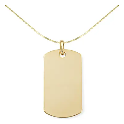 Jewelco London Mens 9ct Yellow Gold Rectangular Dog Tag Charm Pendant - 19x37mm - FANR02244