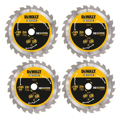 4 X Dewalt DT99560 165mm x 20mm 24T Extreme Runtime FlexVolt Plunge Saw Blades