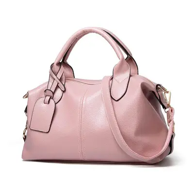 (pink, 33.00 x 11.50 x 23.50 cm) Wtempo Fashion Solid Women Leather Zipper Big Capacity Ladies H