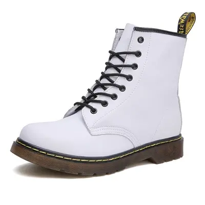 (Add white cotton, UK 4.5=EUR 39) Women Retro Boots Classic Leather Ankle Boot Shoes