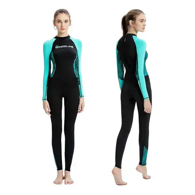 (Black, L) Women Full Body Wetsuit Surfing Snorkeling Diving Suit Long Sleeve Swimsuit