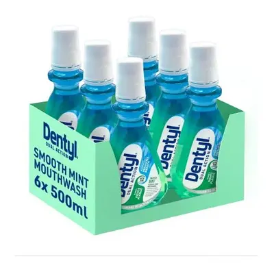 Dentyl Dual Action Smooth Mint Plaque-Reducing CPC Mouthwash 6x500ml