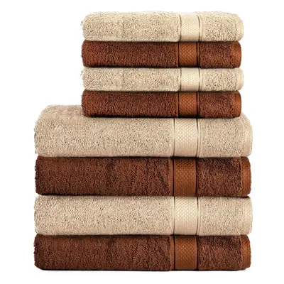 (4 HandtÃ¼cher und BadetÃ¼cher, Brown/Beige) 100% cotton towels, set of 8, bath towels x cm and 