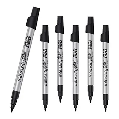 6 x BIC Intensity Metal PRO Permanent Marker, Fine Tip, Bullet Point Pens For Wood, Glass, Plast