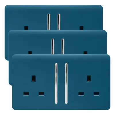 Trendi Gang Artistic Modern Glossy Amp Switched Plug Socket Midnight Blue (3 Pack)